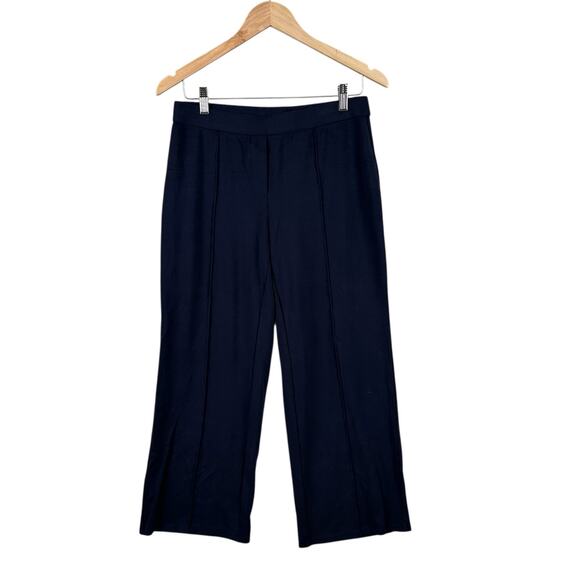 J. Jill Wearever Collection Pant Small Navy Wide Leg Front Seam Ankle Pull On - Picture 1 of 10